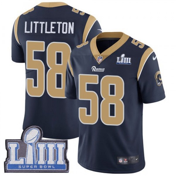 Nike Rams #58 Cory Littleton Navy Blue Team Color Super Bowl LIII Bound Men's Stitched NFL Vapor Untouchable Limited Jersey