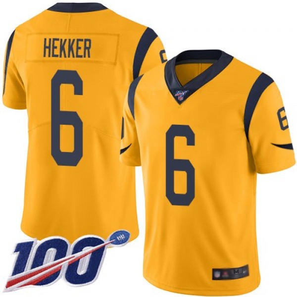 Nike Rams #6 Johnny Hekker Gold Men's Stitched NFL Limited Rush 100th Season Jersey