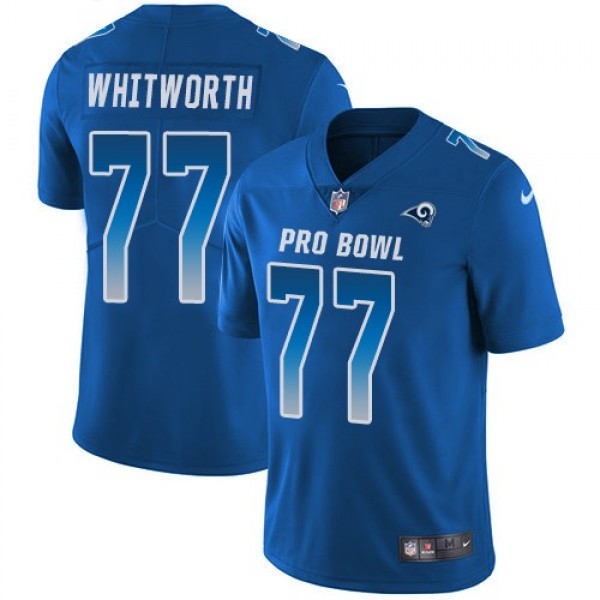 Women's Rams #77 Andrew Whitworth Royal Stitched NFL Limited NFC 2018 Pro Bowl Jersey