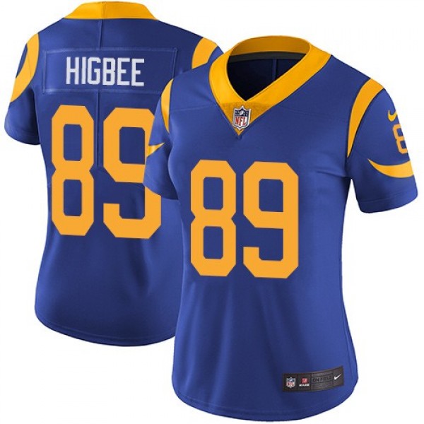 Women's Rams #89 Tyler Higbee Royal Blue Alternate Stitched NFL Vapor Untouchable Limited Jersey