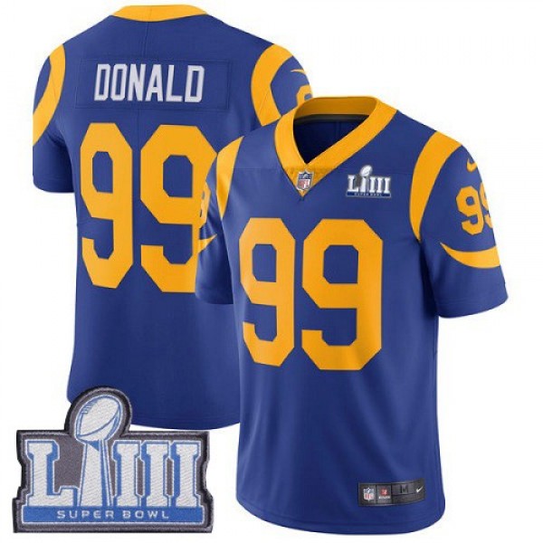 Nike Rams #99 Aaron Donald Royal Blue Alternate Super Bowl LIII Bound Men's Stitched NFL Vapor Untouchable Limited Jersey