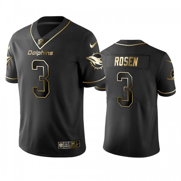 Dolphins #3 Josh Rosen Men's Stitched NFL Vapor Untouchable Limited Black Golden Jersey