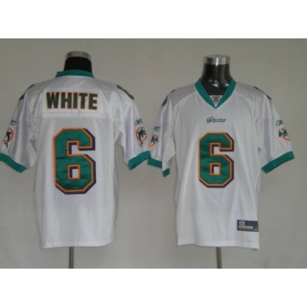 Dolphins Pat White #6 White Stitched NFL Jersey