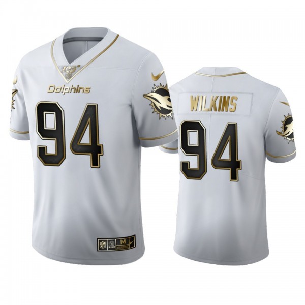 Miami Dolphins #94 Christian Wilkins Men's Nike White Golden Edition Vapor Limited NFL 100 Jersey