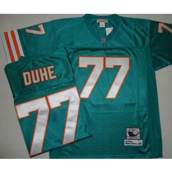 Mitchell And Ness Dolphins #77 AJ Duhe Green Stitched NFL Jersey