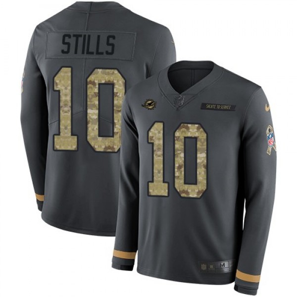 Nike Dolphins #10 Kenny Stills Anthracite Salute to Service Men's Stitched NFL Limited Therma Long Sleeve Jersey