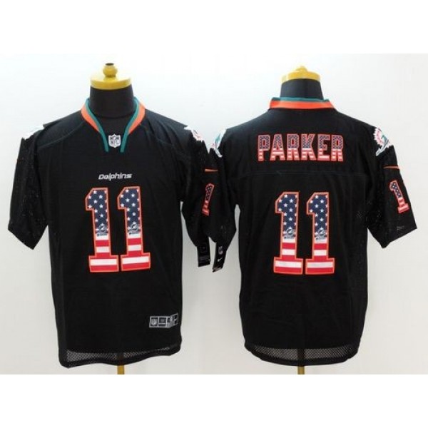 Nike Dolphins #11 DeVante Parker Black Men's Stitched NFL Elite USA Flag Fashion Jersey