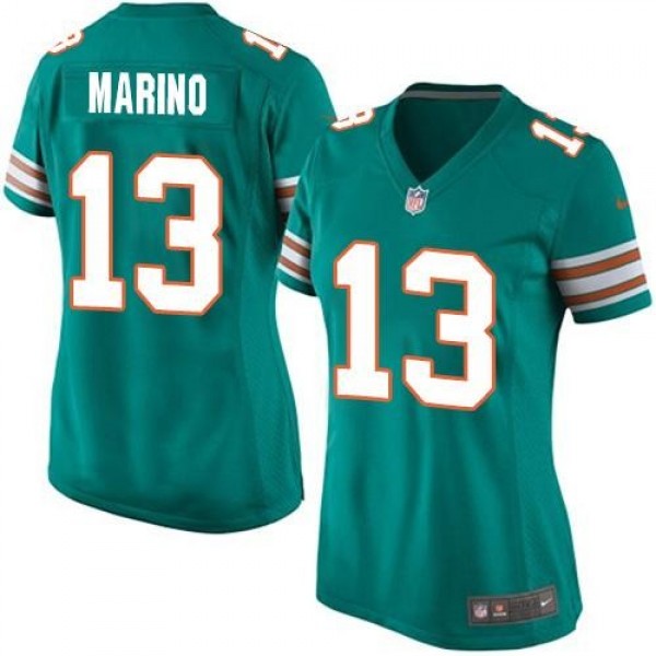 Women's Dolphins #13 Dan Marino Aqua Green Alternate Stitched NFL Elite Jersey