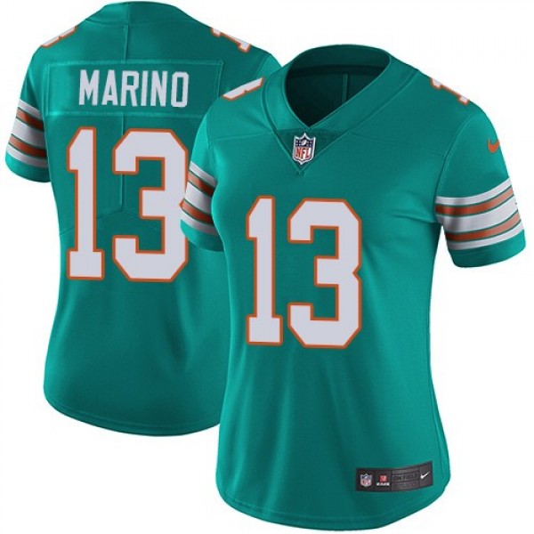 Women's Dolphins #13 Dan Marino Aqua Green Alternate Stitched NFL Vapor Untouchable Limited Jersey