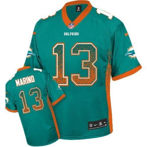 Nike Dolphins #13 Dan Marino Aqua Green Team Color Men's Stitched NFL Elite Drift Fashion Jersey
