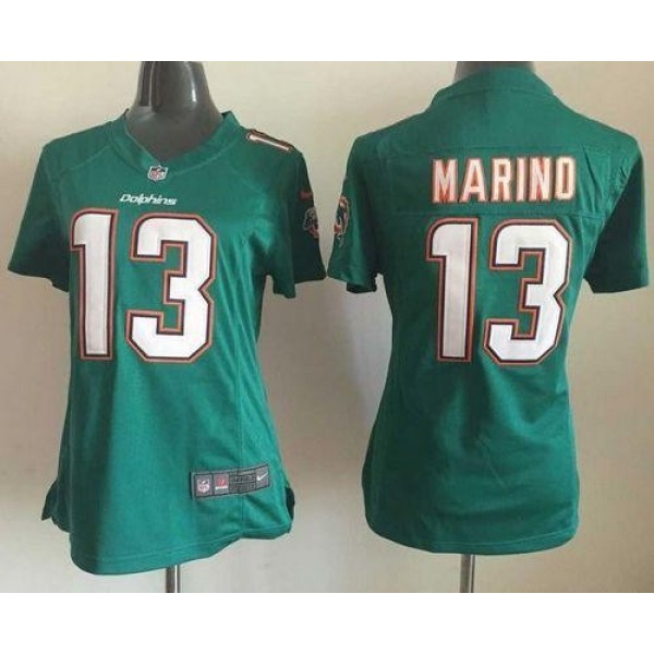 Women's Dolphins #13 Dan Marino Aqua Green Team Color Stitched NFL Elite Jersey