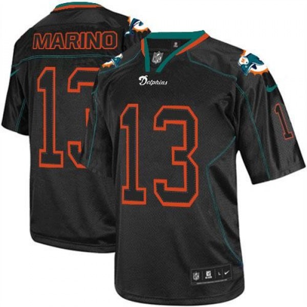 Nike Dolphins #13 Dan Marino Lights Out Black Men's Stitched NFL Elite Jersey