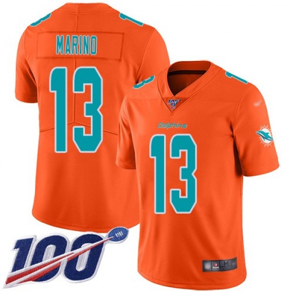 Nike Dolphins #13 Dan Marino Orange Men's Stitched NFL Limited Inverted Legend 100th Season Jersey