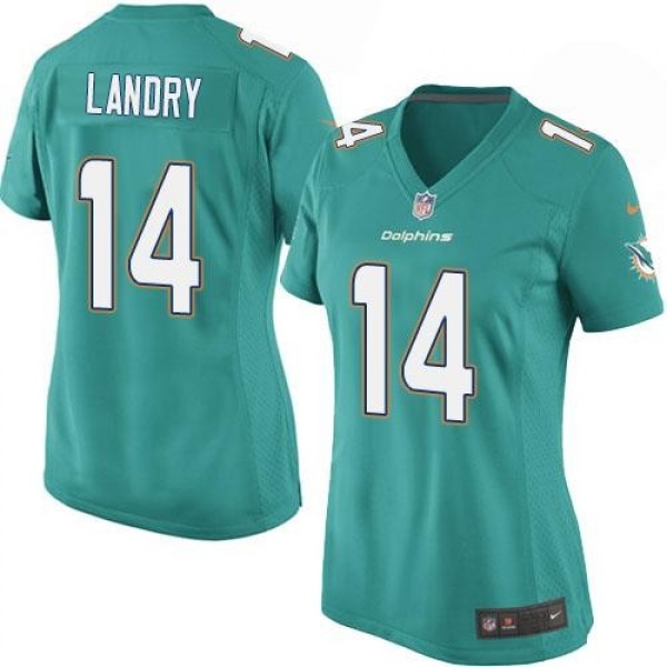 Women's Dolphins #14 Jarvis Landry Aqua Green Team Color Stitched NFL Elite Jersey