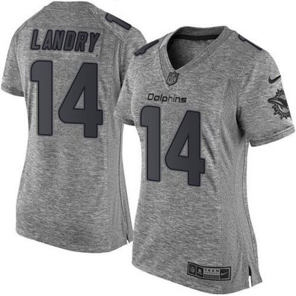 Women's Dolphins #14 Jarvis Landry Gray Stitched NFL Limited Gridiron Gray Jersey