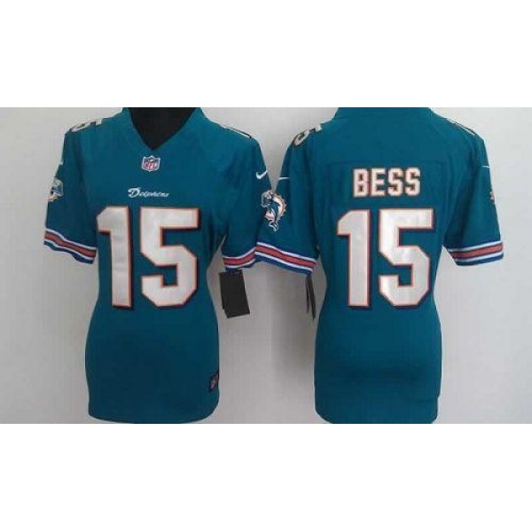 Women's Dolphins #15 Davone Bess Aqua Green Team Color Stitched NFL Elite Jersey