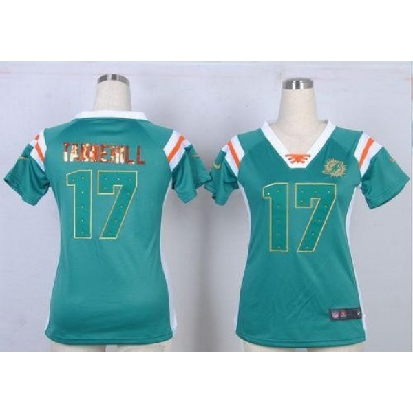 Women's Dolphins #17 Ryan Tannehill Aqua Green Team Color Stitched NFL Elite Draft Him Shimmer Jersey
