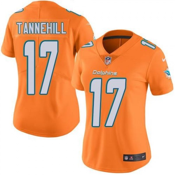 Women's Dolphins #17 Ryan Tannehill Orange Stitched NFL Limited Rush Jersey