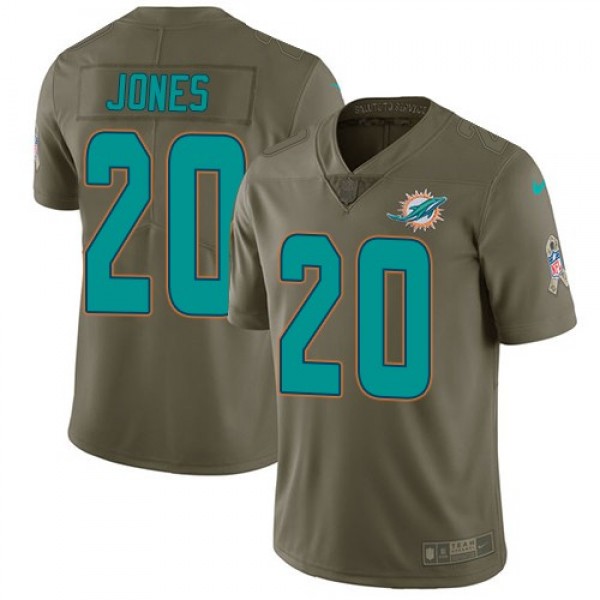 Nike Dolphins #20 Reshad Jones Olive Men's Stitched NFL Limited 2017 Salute to Service Jersey
