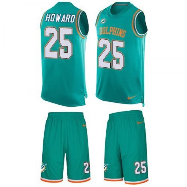 Nike Dolphins #25 Xavien Howard Aqua Green Team Color Men's Stitched NFL Limited Tank Top Suit Jersey