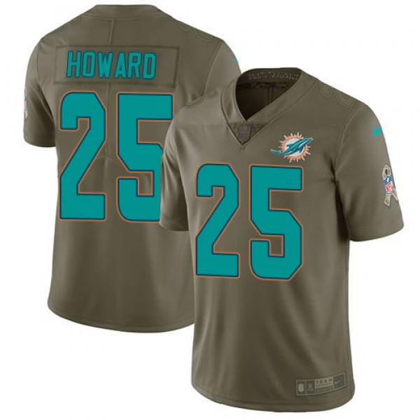 Nike Dolphins #25 Xavien Howard Olive Men's Stitched NFL Limited 2017 Salute to Service Jersey