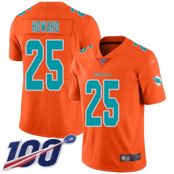 Nike Dolphins #25 Xavien Howard Orange Men's Stitched NFL Limited Inverted Legend 100th Season Jersey
