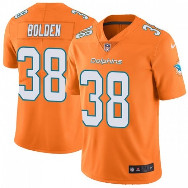 Nike Dolphins #38 Brandon Bolden Orange Men's Stitched NFL Limited Rush Jersey
