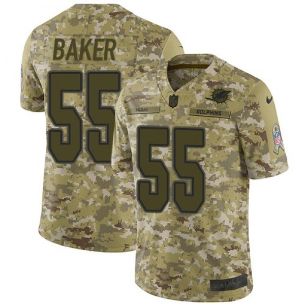 Nike Dolphins #55 Jerome Baker Camo Men's Stitched NFL Limited 2018 Salute To Service Jersey