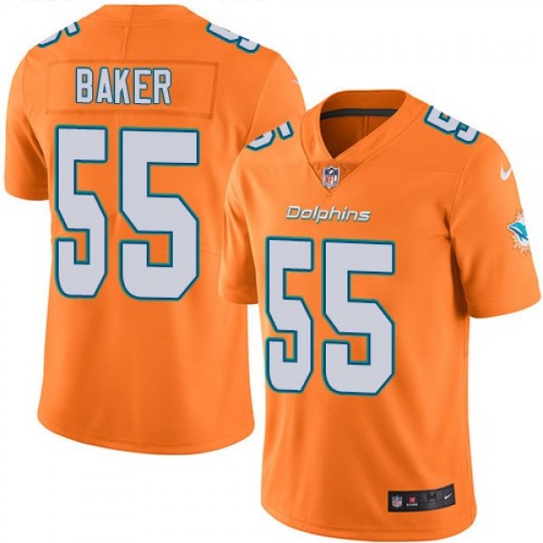 Nike Dolphins #55 Jerome Baker Orange Men's Stitched NFL Limited Rush Jersey
