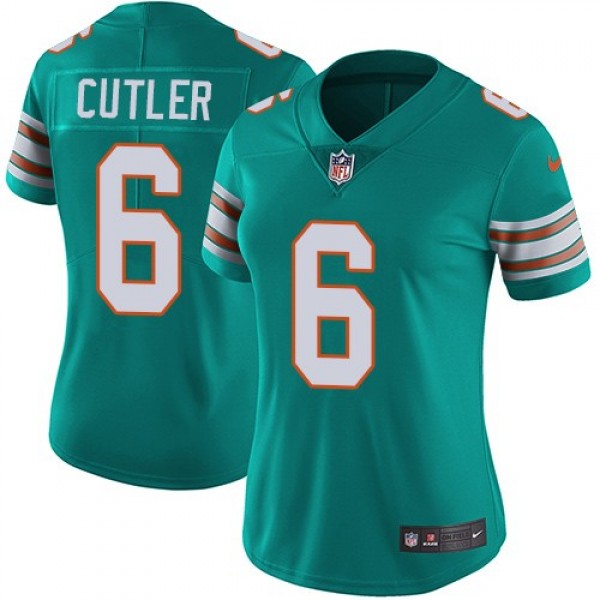 Women's Dolphins #6 Jay Cutler Aqua Green Alternate Stitched NFL Vapor Untouchable Limited Jersey