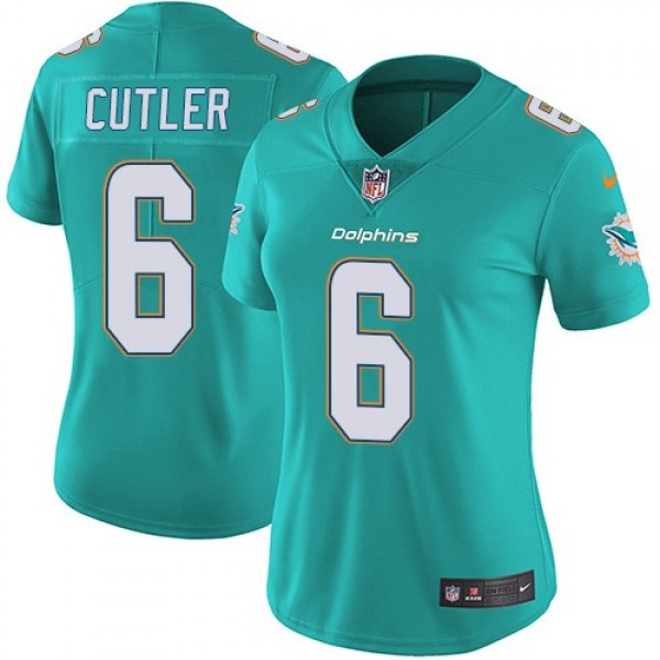 Women's Dolphins #6 Jay Cutler Aqua Green Team Color Stitched NFL Vapor Untouchable Limited Jersey