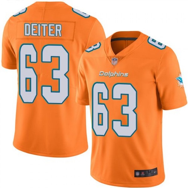 Nike Dolphins #63 Michael Deiter Orange Men's Stitched NFL Limited Rush Jersey
