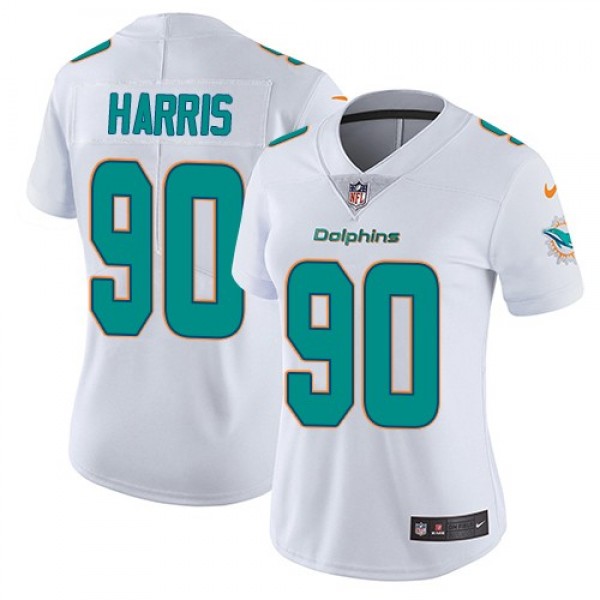 Women's Dolphins #90 Charles Harris White Stitched NFL Vapor Untouchable Limited Jersey