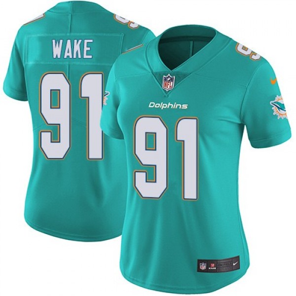 Women's Dolphins #91 Cameron Wake Aqua Green Team Color Stitched NFL Vapor Untouchable Limited Jersey