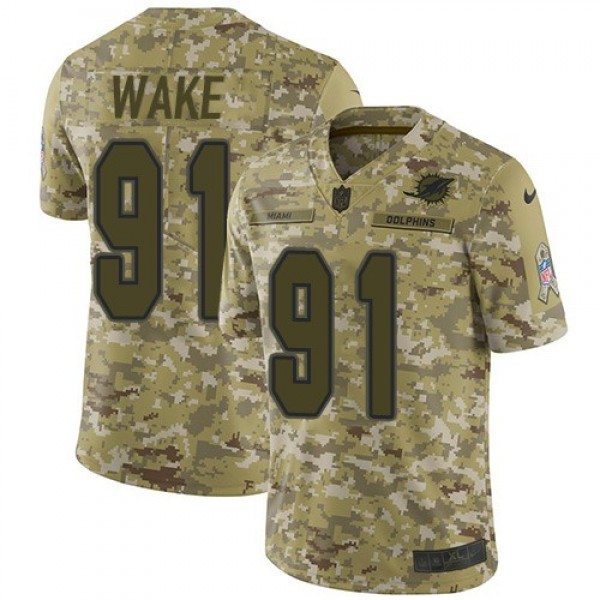 Nike Dolphins #91 Cameron Wake Camo Men's Stitched NFL Limited 2018 Salute To Service Jersey