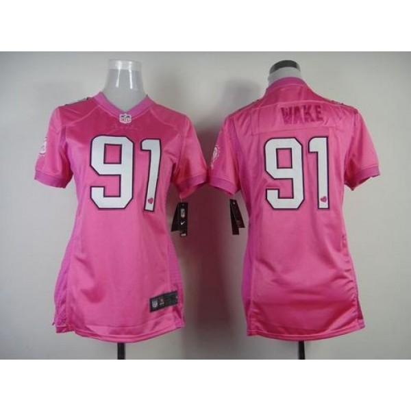 Women's Dolphins #91 Cameron Wake Pink Be Luv'd Stitched NFL New Elite Jersey