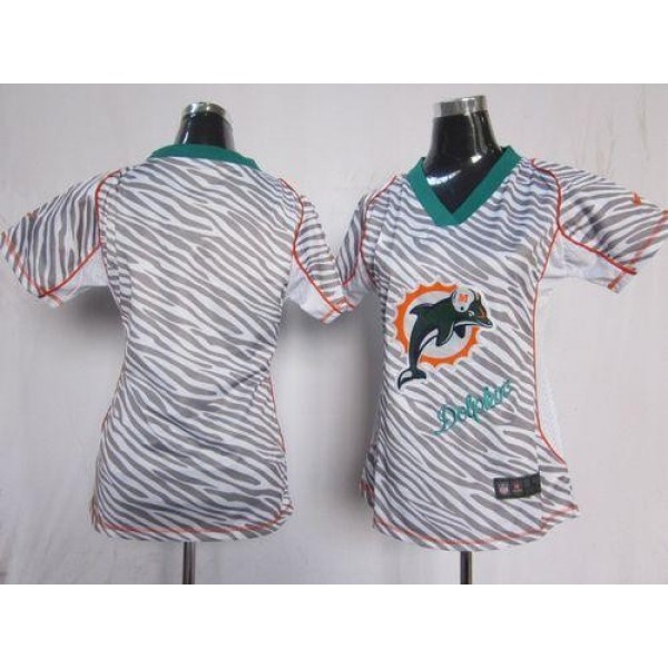 Women's Dolphins Blank Zebra Stitched NFL Elite Jersey