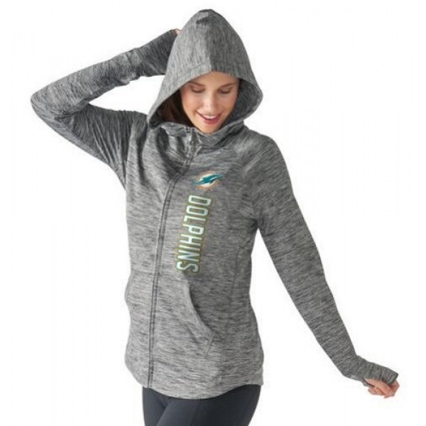 Women's NFL Miami Dolphins G-III 4Her by Carl Banks Recovery Full-Zip Hoodie Heathered Gray Jersey