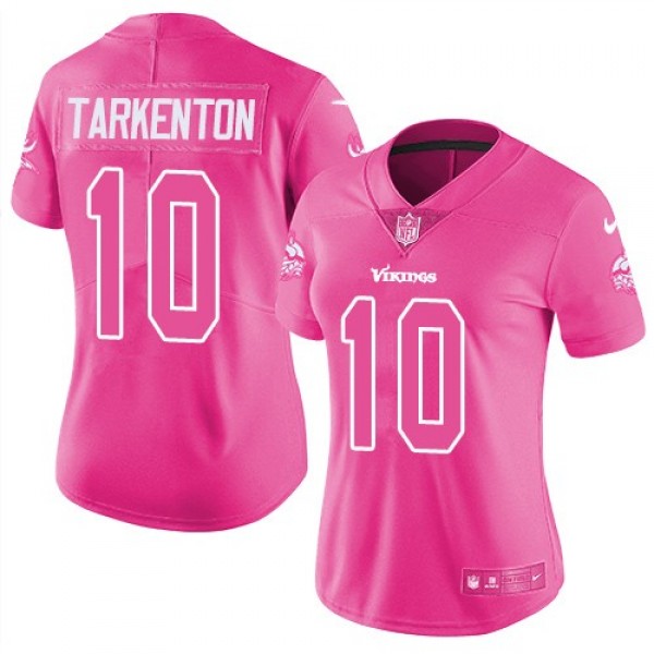 Women's Vikings #10 Fran Tarkenton Pink Stitched NFL Limited Rush Jersey