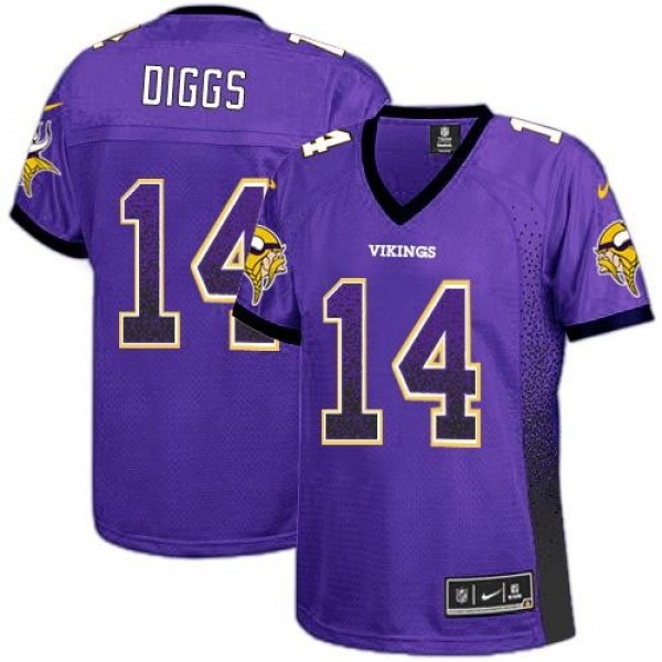 Women's Vikings #14 Stefon Diggs Purple Team Color Stitched NFL Elite Drift Jersey