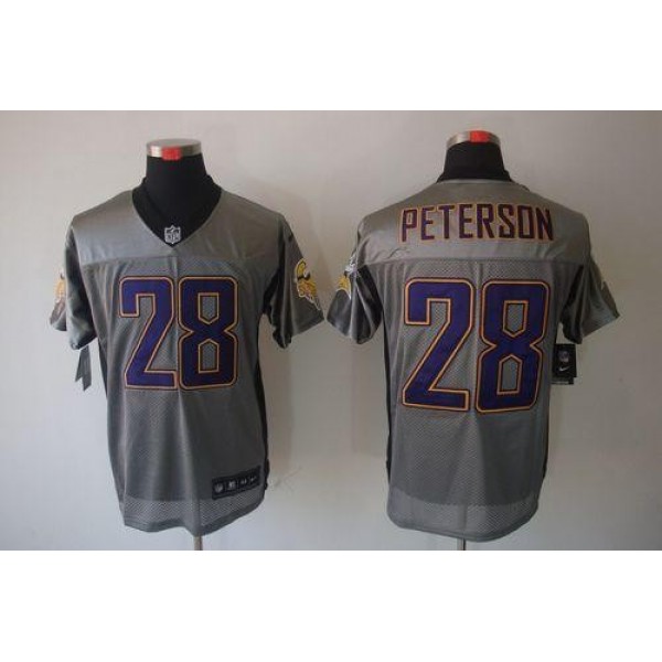 Nike Vikings #28 Adrian Peterson Grey Shadow Men's Stitched NFL Elite Jersey