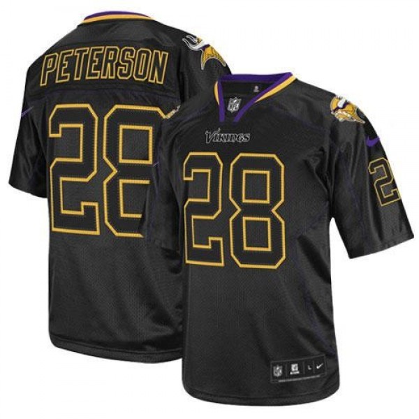 Nike Vikings #28 Adrian Peterson Lights Out Black Men's Stitched NFL Elite Jersey