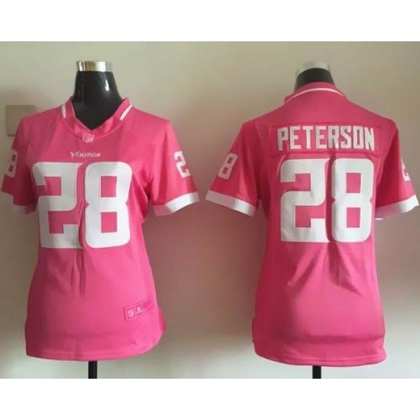 Women's Vikings #28 Adrian Peterson Pink Stitched NFL Elite Bubble Gum Jersey