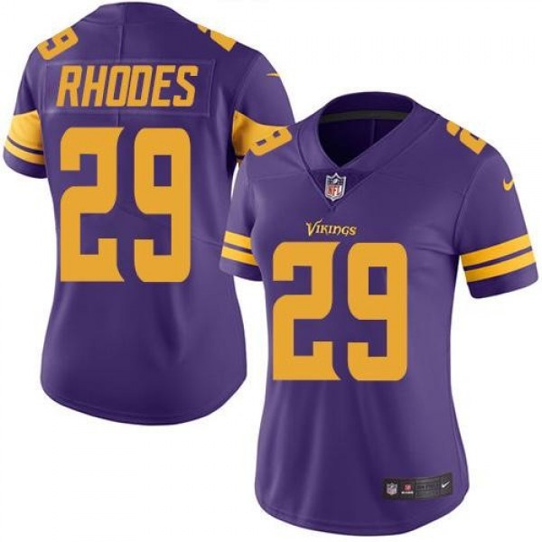 Women's Vikings #29 Xavier Rhodes Purple Stitched NFL Limited Rush Jersey