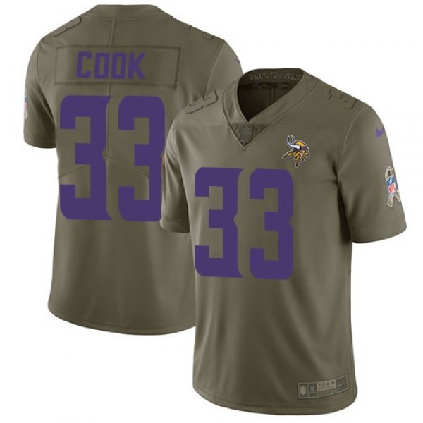 Nike Vikings #33 Dalvin Cook Olive Men's Stitched NFL Limited 2017 Salute to Service Jersey