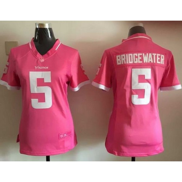 Women's Vikings #5 Teddy Bridgewater Pink Stitched NFL Elite Bubble Gum Jersey