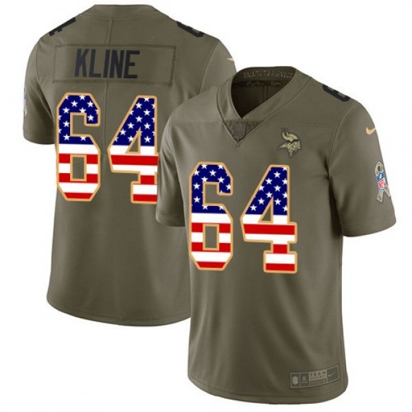 Nike Vikings #64 Josh Kline Olive/USA Flag Men's Stitched NFL Limited 2017 Salute To Service Jersey