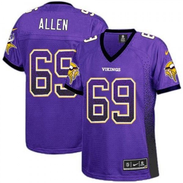 Women's Vikings #69 Jared Allen Purple Team Color Stitched NFL Elite Drift Jersey