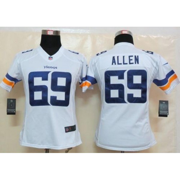 Women's Vikings #69 Jared Allen White Stitched NFL Limited Jersey