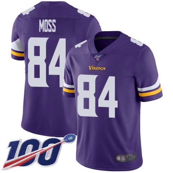 Nike Vikings #84 Randy Moss Purple Team Color Men's Stitched NFL 100th Season Vapor Limited Jersey